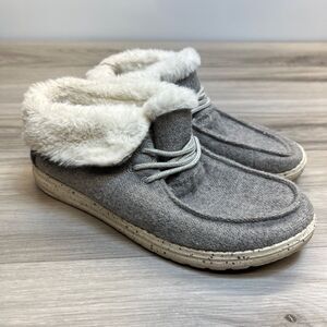 Hey Dude Britt Fur Lined Shoes Booties Gray Womens Size 6 Comfort Shoes